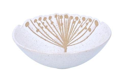 Small White Stoneware Seed Head Bowl