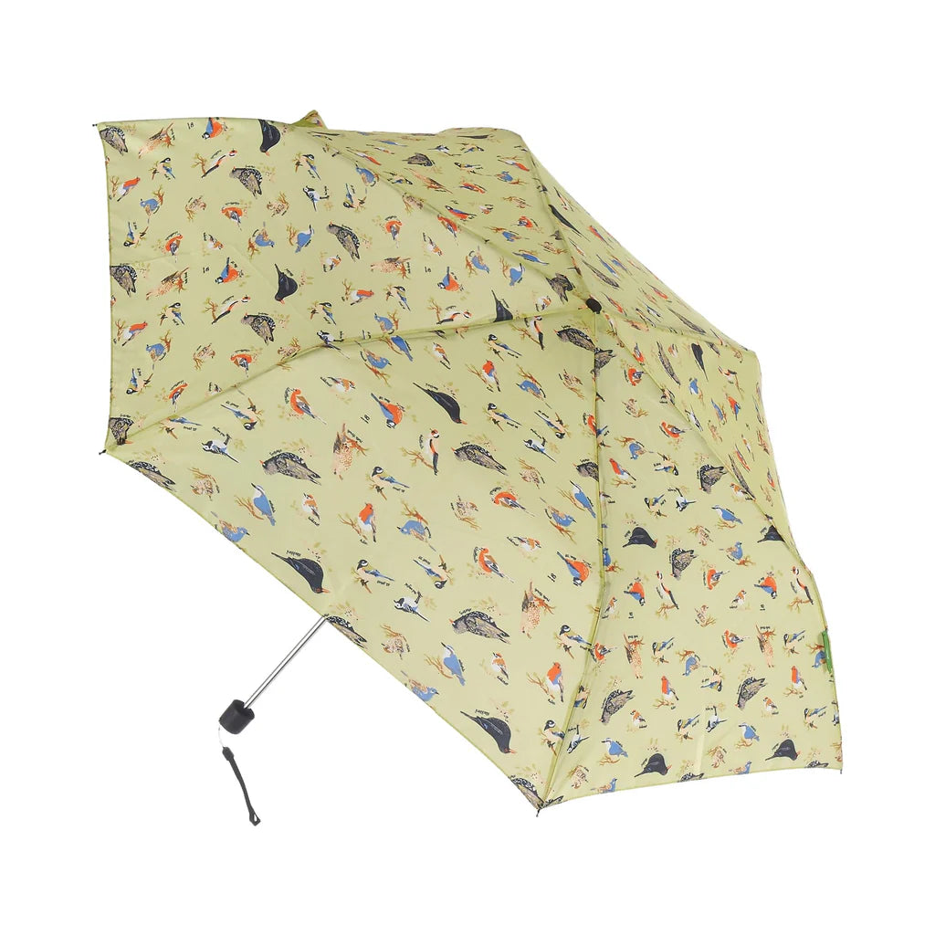 Eco Chic Green Birds Mini Recycled Umbrella