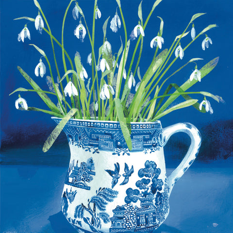 The Eco-Friendly Card Co -  Snowdrops in the Willow Pattern Jug