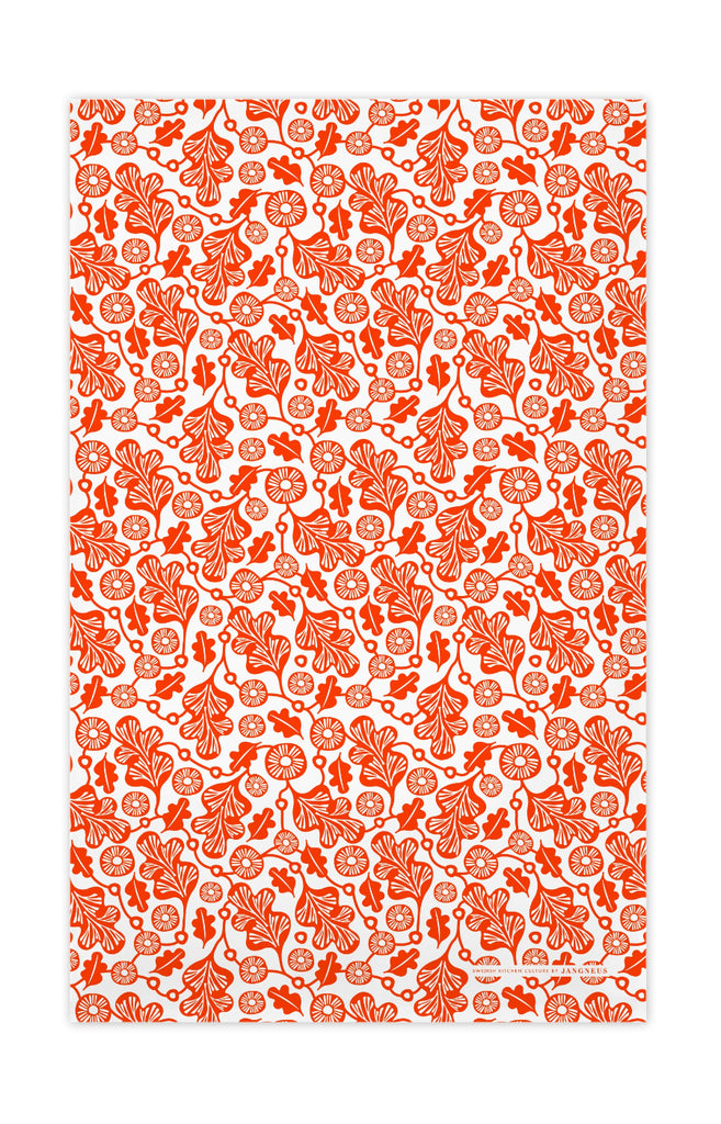 Jangneus - Orange Oak Leaf Tea Towel