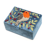 POM Blue Velvet Small Jewellery Box - Robin And Holly