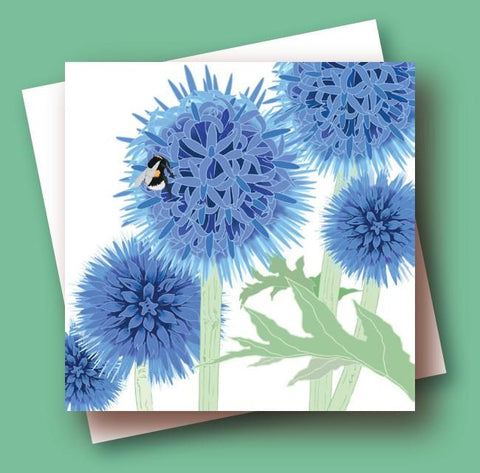 Umbellifer Greeting Card - Globe Thistle and Bee