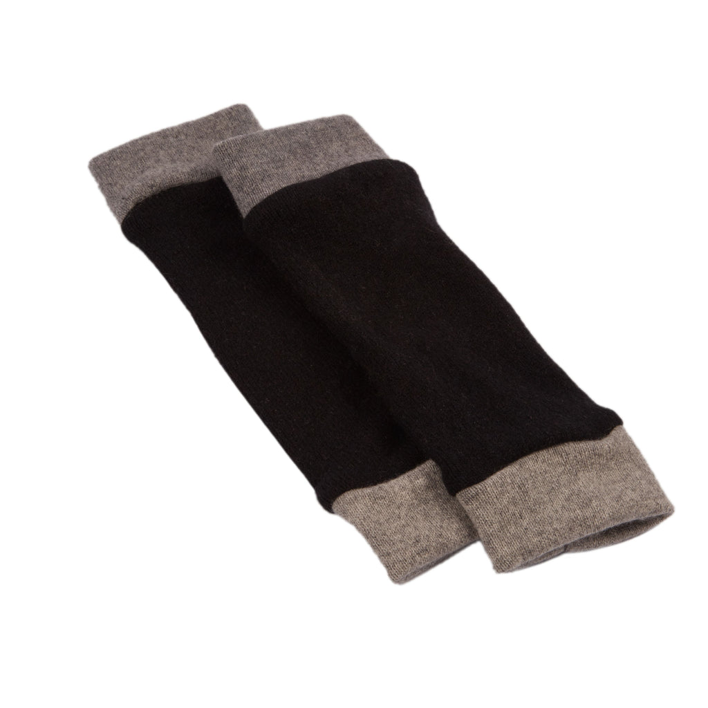 Turtle Doves Black and Grey Mix Cashmere Wrist Warmers