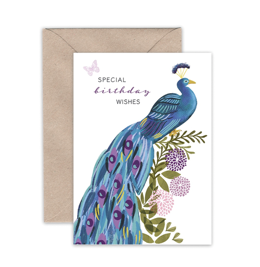 Emma Bryan Greeting Card - Birthday Peacock