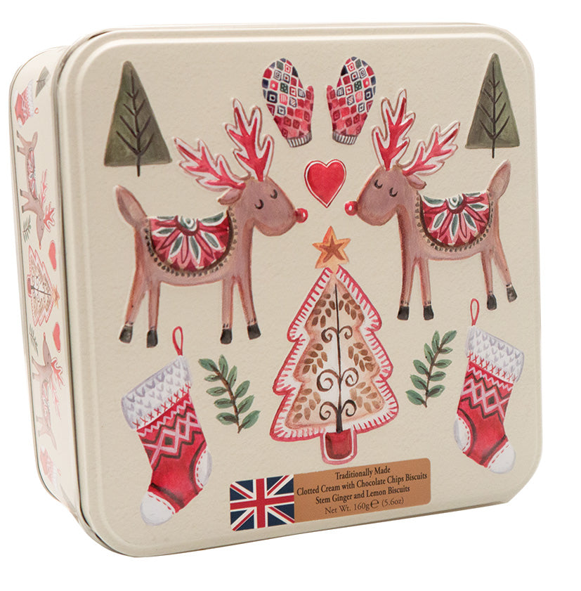 Festive Reindeer Tin of Biscuits