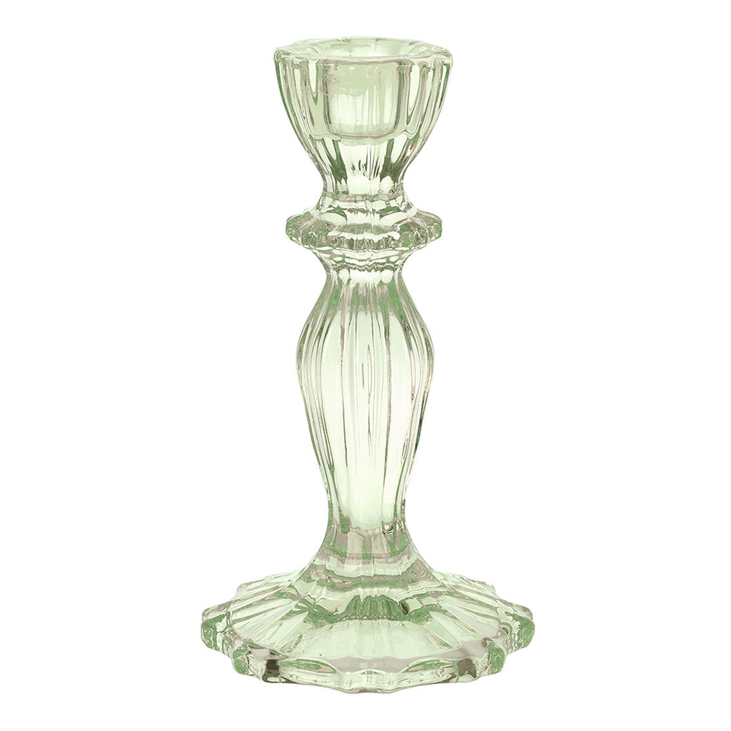 Boho Green Glass Candle Holder large