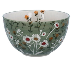 Green Wild Daisy Stoneware Bowl