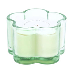 Green Glass Flower Scented Candle - Sweet Pea