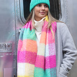 POM Pink/Yellow Warm Winter Checked Scarf