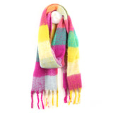 POM Pink/Yellow Warm Winter Checked Scarf