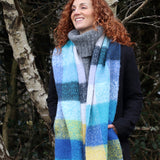 POM Blue Warm Winter Checked Scarf