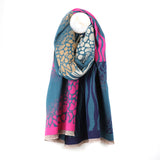 POM Blue/Pink Pebbles and Waves Scarf