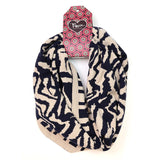 POM Oatmeal/Navy Animal Stripe Snood
