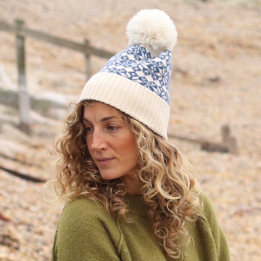POM Blue/Cream Scandi Star Flower Hat