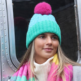 POM Jade/Magenta Pompom Hat