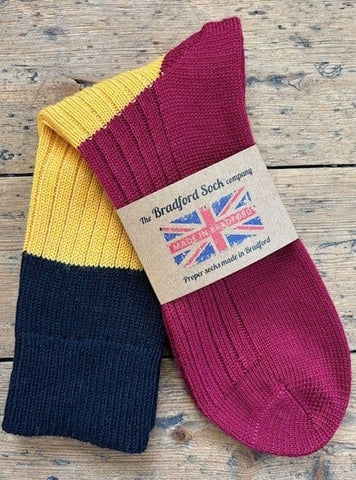 Black, Yellow and Claret Wool Socks - Medium