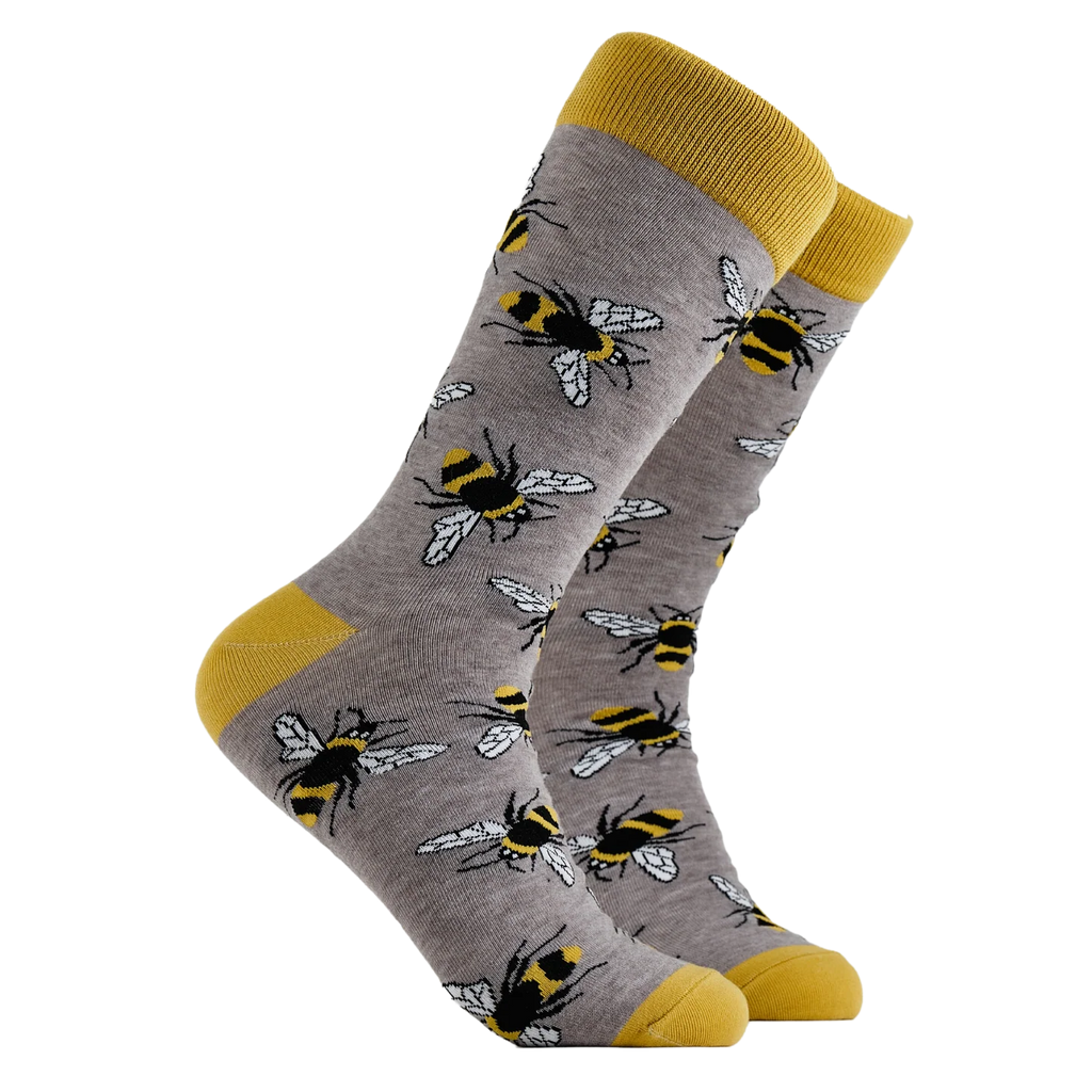 Bee Socks - Size 4-8 Grey