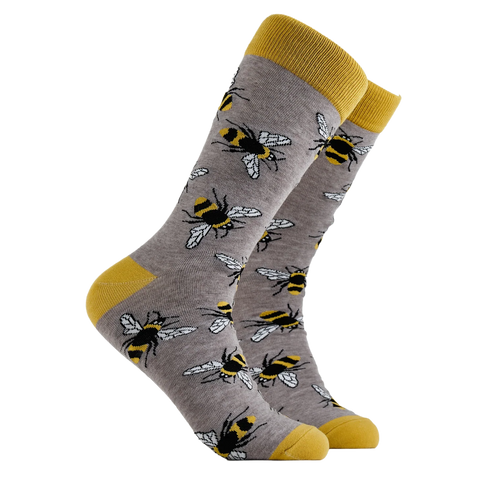 Bee Socks - Size 9-12 Grey