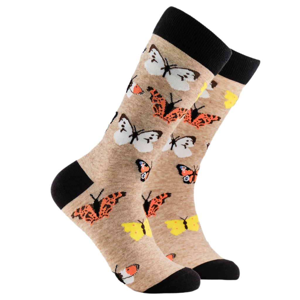 Butterfly Socks - Size 4-8 Oatmeal
