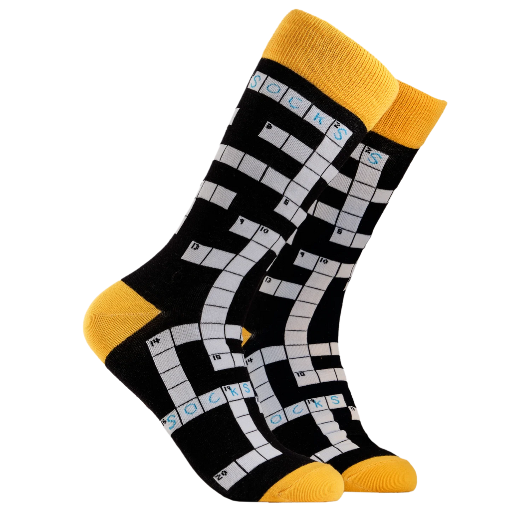 Crossword Socks - Size 9-12 Black