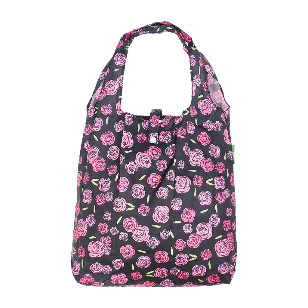 Black Mackintosh Rose Foldable Shopper