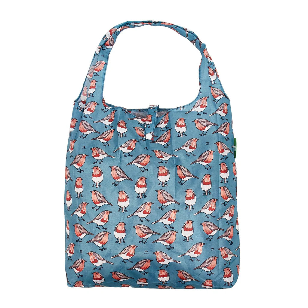 Teal Robin Foldable Shopper