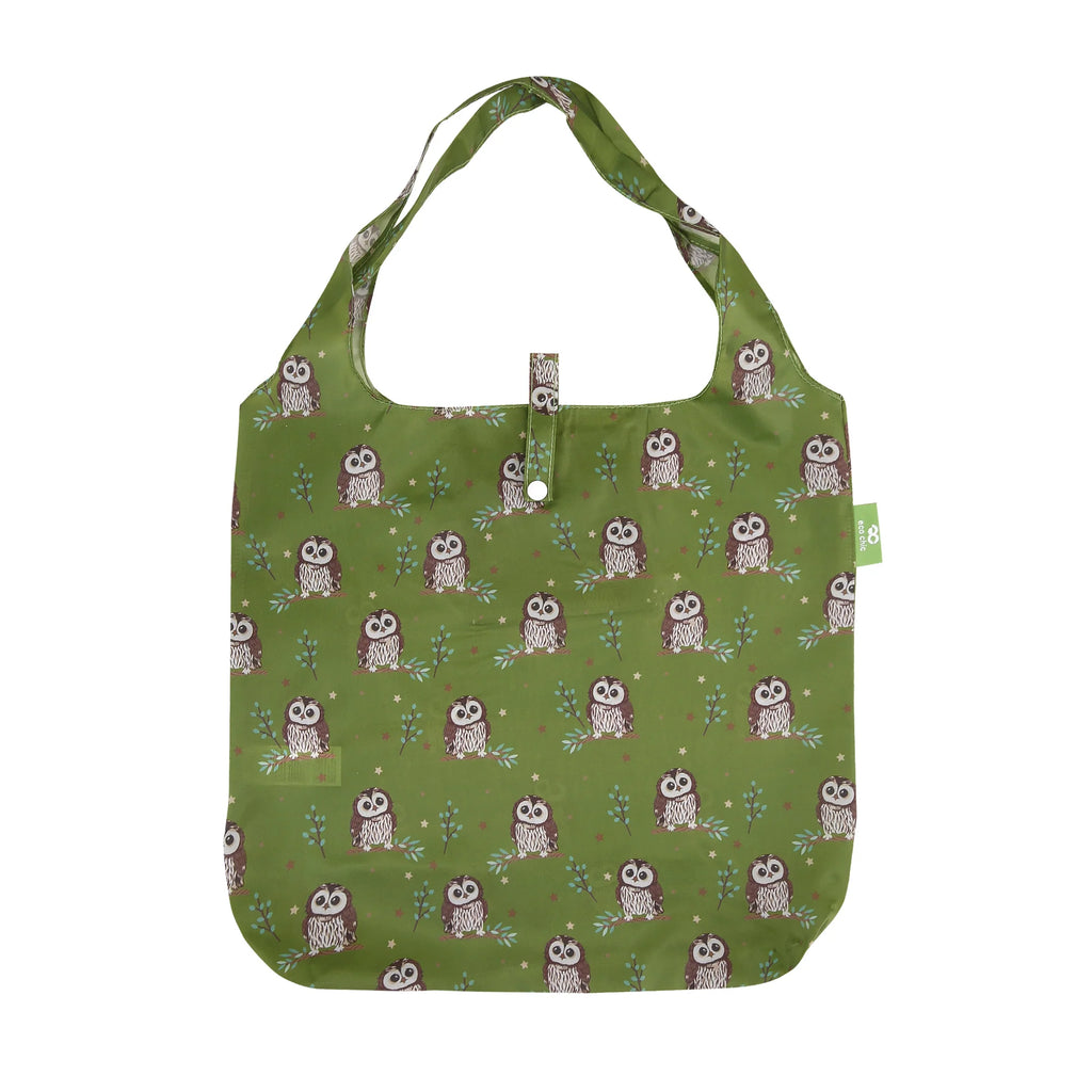 Green Tawny Owl Foldable Shopper