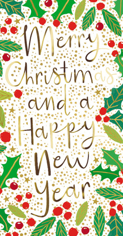 Christmas Money Wallet - Holly and Berries
