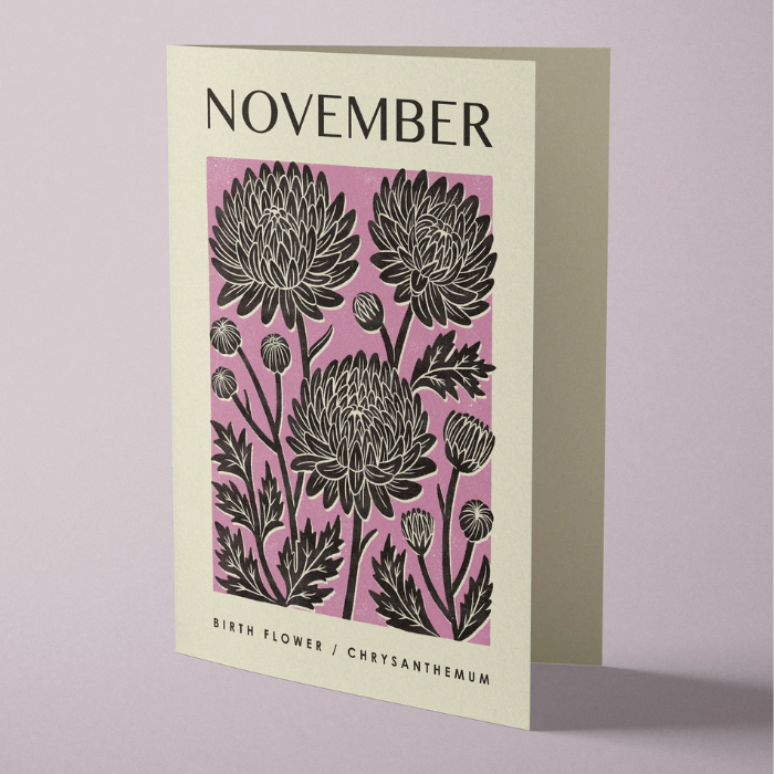 Bird & Co Card - November Chrysanthemum
