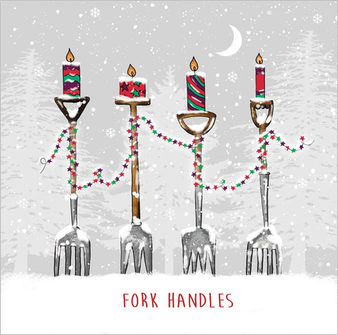 Christmas Cards Pack of 10 - Fork Handles with Moon