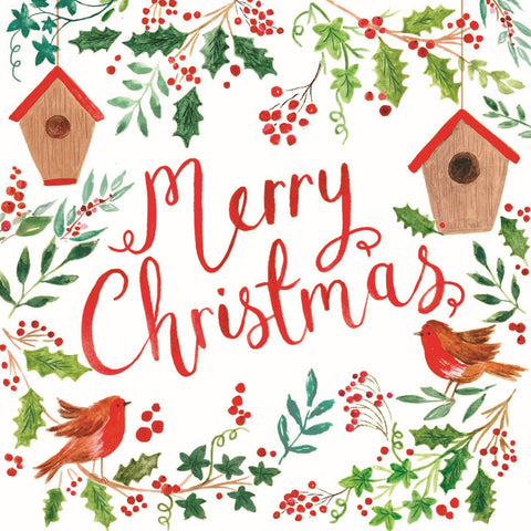 Christmas Cards Pack of 10 - Birdboxes