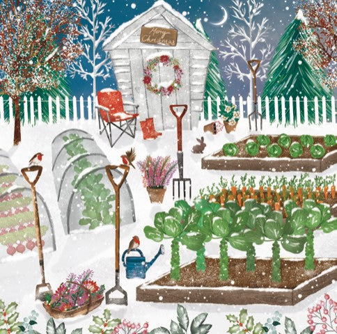 Christmas Cards Pack of 10 - Snowy Allotment