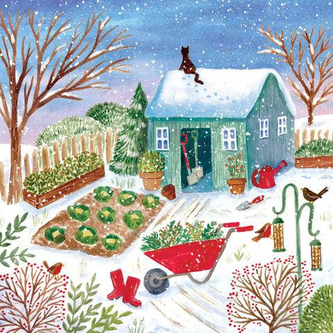 Christmas Cards Pack of 10 - Potting Shed in Winter