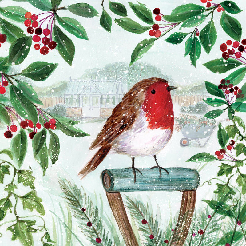 Christmas Cards Pack of 10 - Robin on a Spade