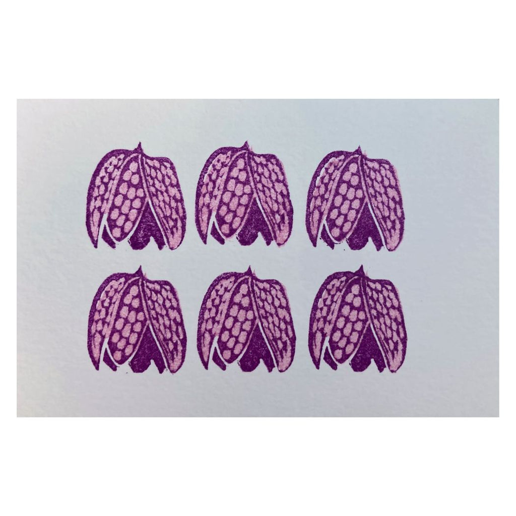 Olivia Harmer Handprinted Card - Cate’s Fritillary 