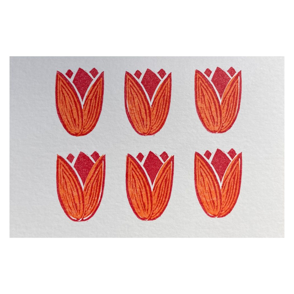 Olivia Harmer Handprinted Card - Clare's Tulip