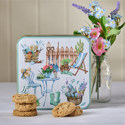 Embossed Garden Retreat Tin of Biscuits