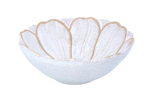 Small White Stoneware Flower Bowl