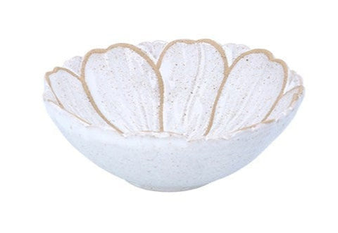 Small White Stoneware Flower Bowl
