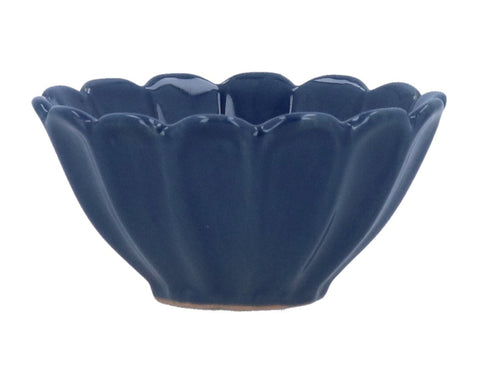 Navy Stoneware Fluted Mini Bowl
