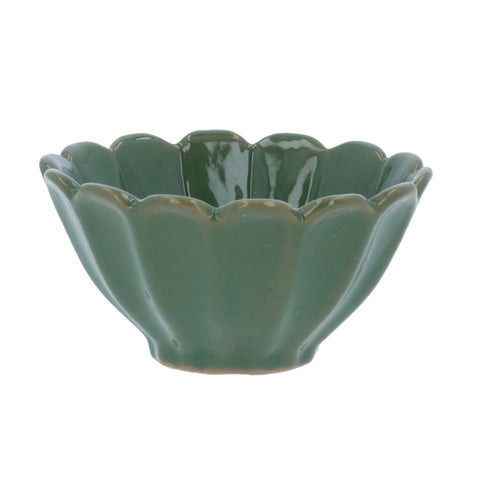 Green Stoneware Fluted Mini Bowl