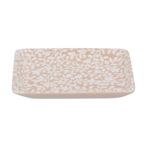 Beige Floral Vines Porcelain Trinket Dish