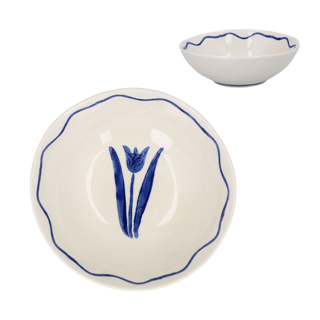 Blue Tulips Stoneware Mini Bowl