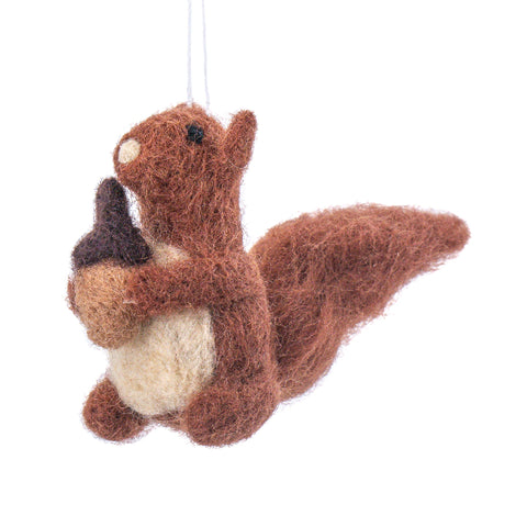 Squirrel with Acorn Felt Decoration