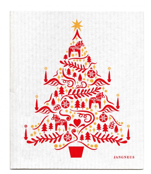 Jangneus - Red Scandi Christmas Tree Dishcloth