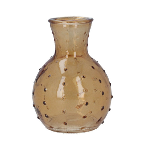 Light Amber Dimple Glass Mini Bud Vase