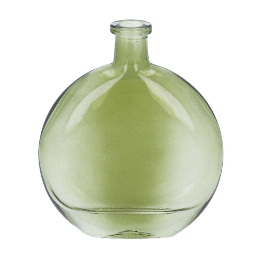 Olive Green Glass Disc Bud Vase