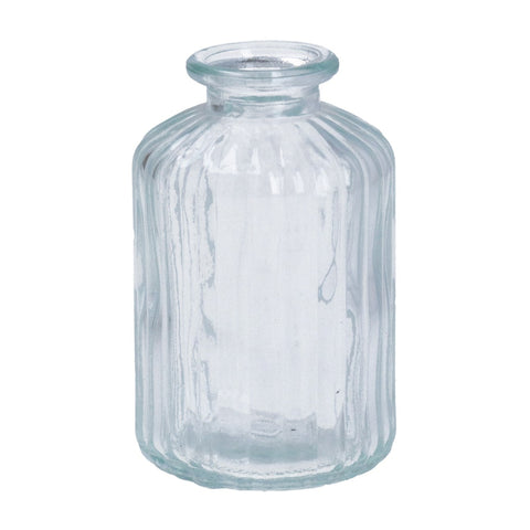 Clear Glass Ribbed Bud Vase
