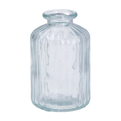 Clear Glass Ribbed Bud Vase