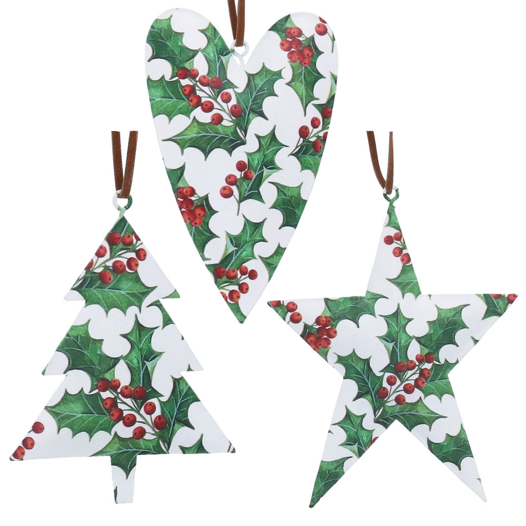 Tin Holly Decoration (single)